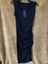 Women's 21 Saint Black Midi Ribbed Knit Sleeveless Dress Size Medium NWT Light