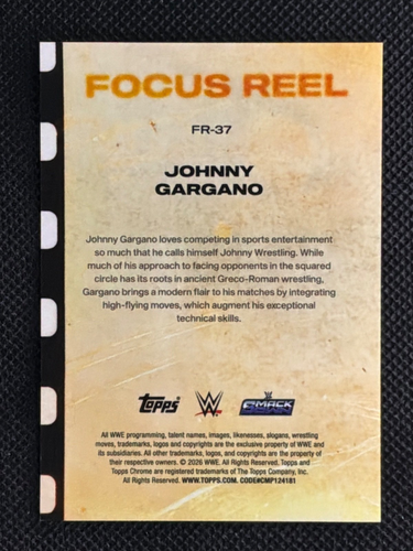 2026 Topps Chrome WWE Logofractor focus reel gold - JOHNNY GARGANO /50 - Picture 2 of 2