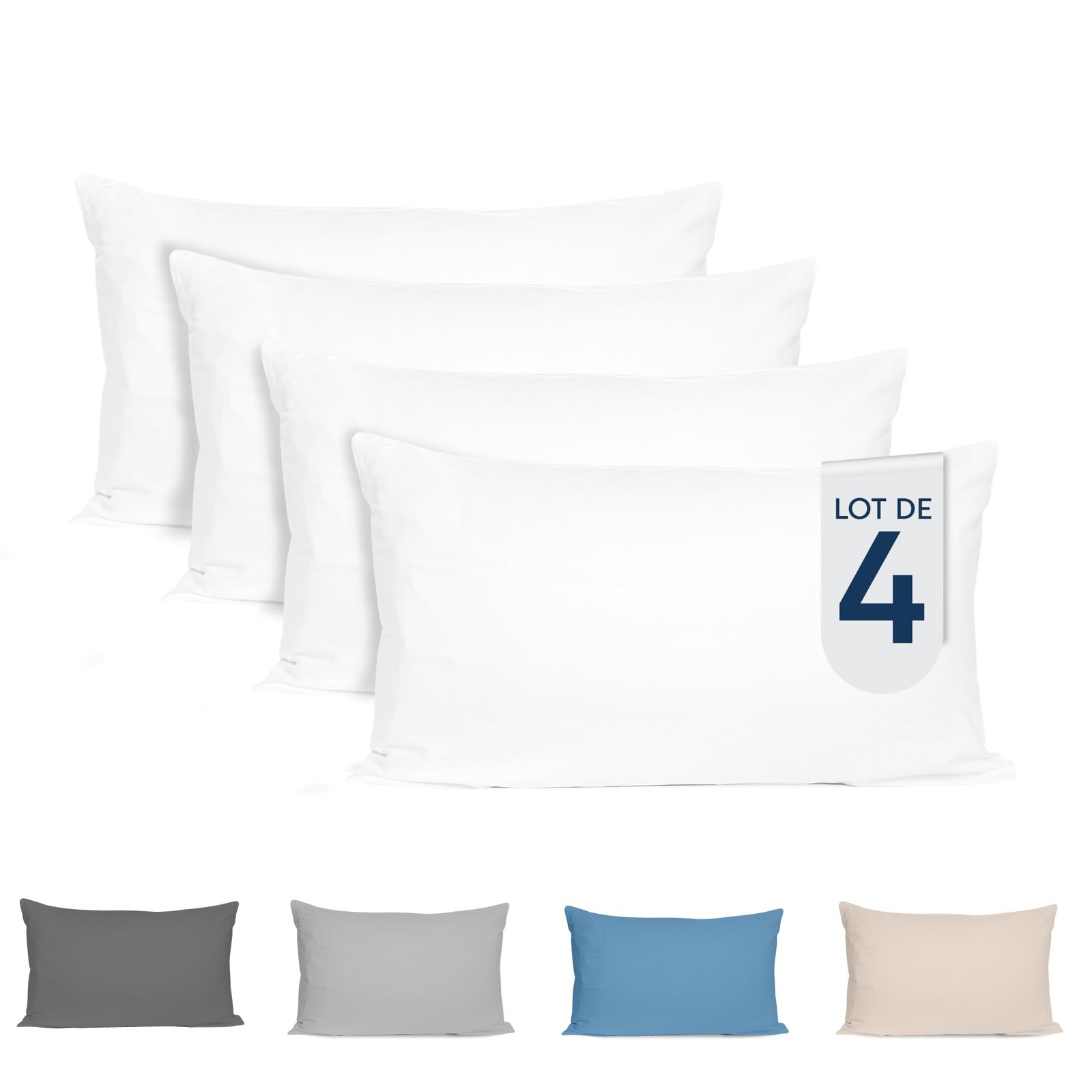 Taie oreiller 40x80 extensible en jersey 150 GSM sans repassage