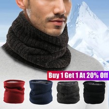 Unisex Neck Warmer Tube Winter Warm Knit Scarf Thermal Fleece Lined Circle Snood
