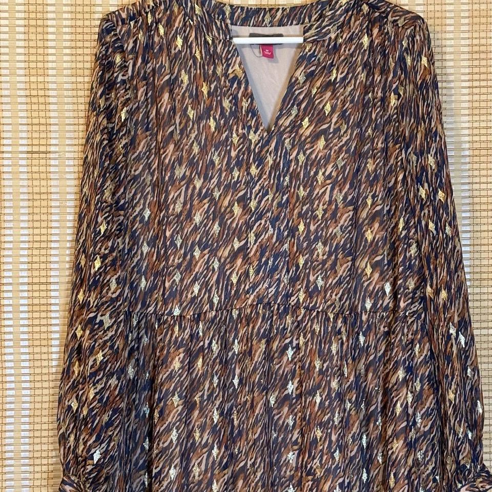 Vince Camuto женщин M металлический Midi платье с подкладкой ярусный офис Whimsigoth богемное - Изображение 2 из 4