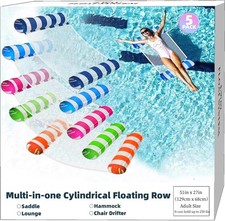 5 Pack Upgrated XL Water Pool Floats, 4-in-1 Hammock, Saddle, Lounge Chair, ...