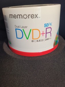 New sealed 50 count spindle of Memorex DVD+R - 8X | 8.5GB | 240 min