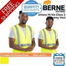 Berne Apparel Unisex Hi-Vis reflective Class 2 Economy Vest Upto Large HVV042