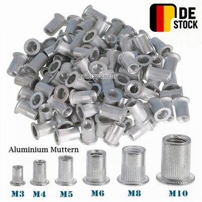 500stk Alu Blindnietmuttern M3-M10 Nietmuttern Gewindeniete Nieten Einziehmutter