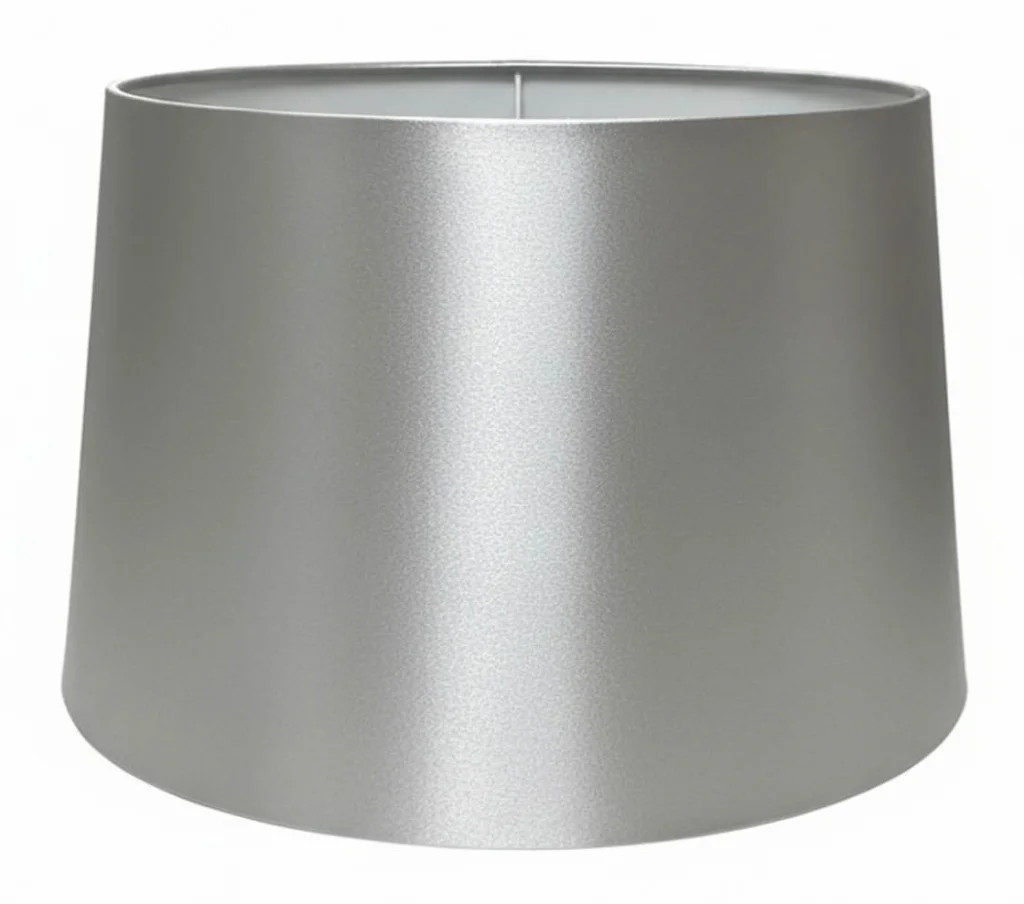 Lampshade Grey 12"" Silver Faux Silk Tapered Drum 300mm CT Lighting 5055157613677