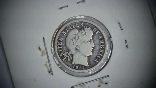 1914 D Barber Silver Dime 10c VG as Pictured 90% Very Good or Better