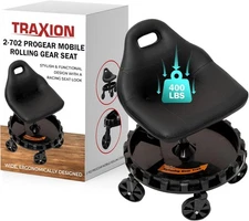 Traxion 2-702 Progear Mobile Rolling Gear Seat, Black