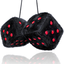 Black Red Fuzzy Dice Car Mirror Hanging Plush Retro Auto Interior Decor Black Red Fuzzy Dice Car Mirror Hanging Plush Retro Auto Interior Decor