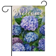 Welcome Spring Floral Flowers Garden Flag Double Sided, Hydrangea Decorative ...