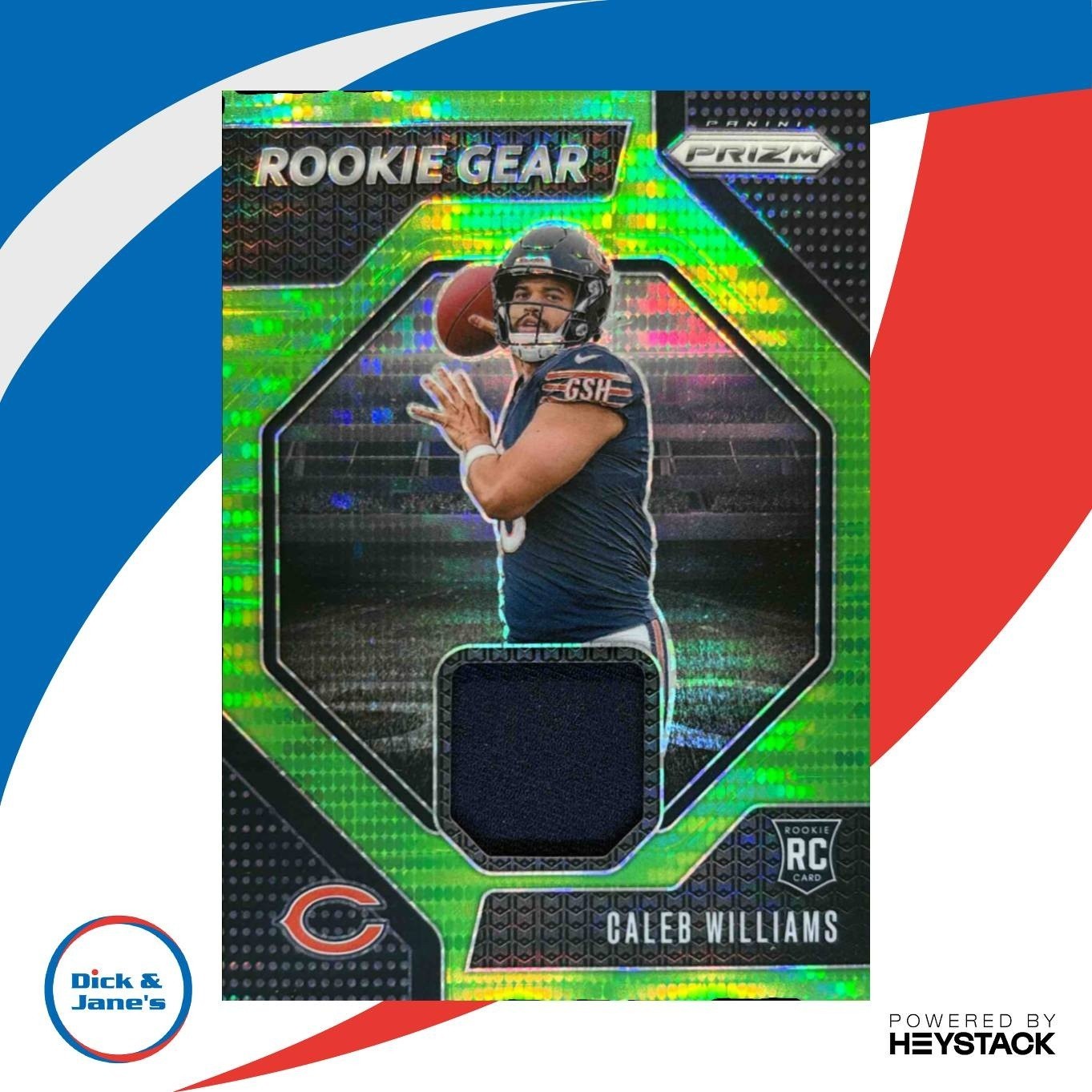 2024 Panini Prizm Caleb Williams Rookie Gear Neon Green Pulsar MEM RC Bears