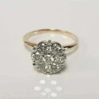 2CT Real Moissanite Cluster Flower Shape Engagement Ring 14K Yellow Gold Plated