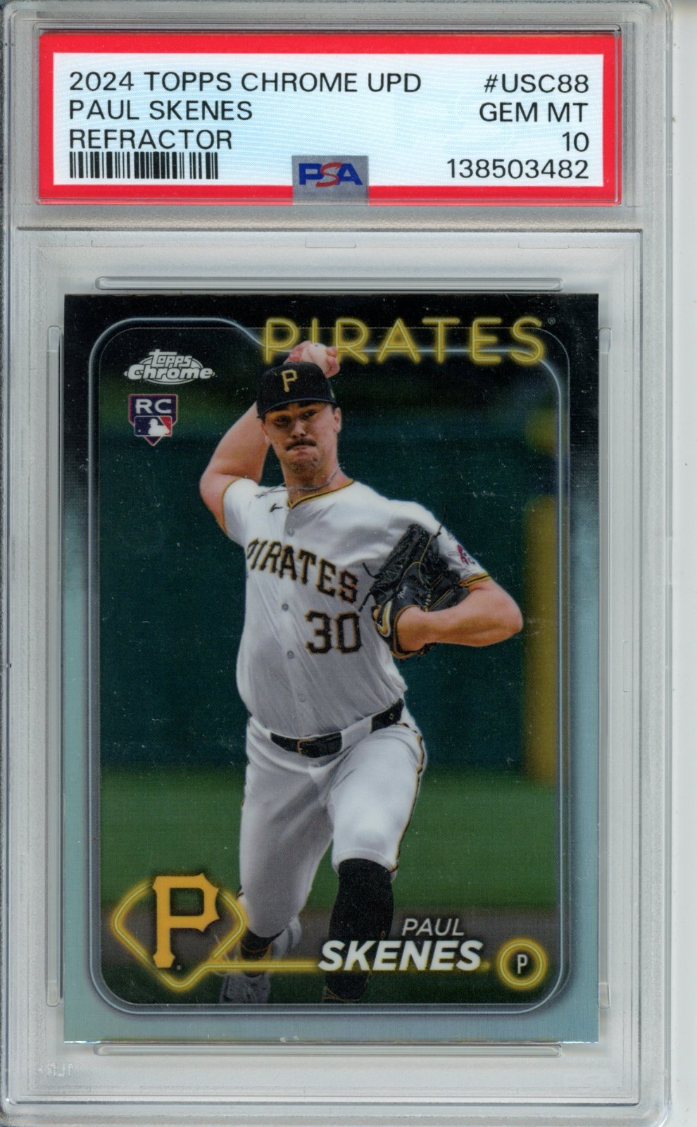 2024 Topps Chrome Update Paul Skenes RC Refractor Pirates #USC88 Gem Mint PSA 10