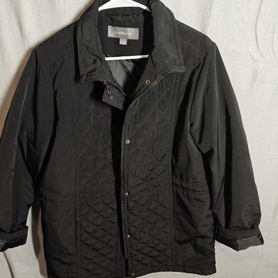Liz Claiborne Women's Quilted Jacket Black Size L Zip Snap Front