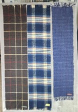 Vintage West Germany Cashmere Lambswool Scarf Lot Plaid Glen Windowpane Set of 3