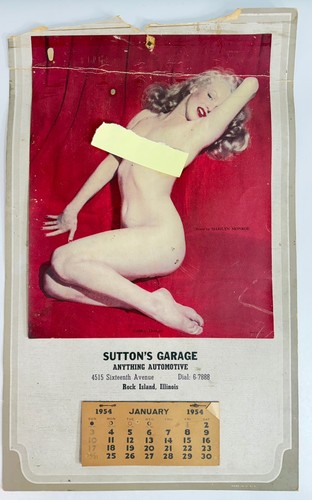 Marilyn Monroe Calendar 1954 Tom Kelly Golden Dreams Litho Sutton's Garage Ad