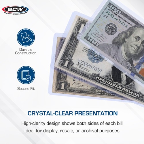 Currency Topload Holder - 50ct | Clear Rigid PVC Protective Sleeve for Standa... - 第 4/5 張圖片