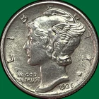 1936-D Mercury Dime Almost Uncirculated AU Coin, Cleaning #36879