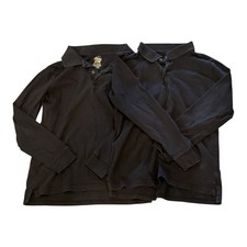 Faded Glory Black Youth Long Sleeve 10/12 Uniform Boys Short Sleeve Polo Shirt