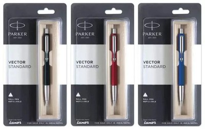 Parker Vector Standard CT Ball Pen Blue Ink Body Red Blue Black Chrome Trim