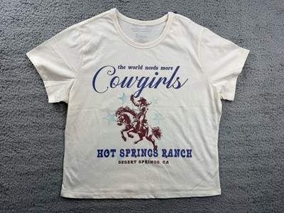 Grayson Threads Womens Large White Hot Spring Ranch Graphic Shrunken T-Shirt