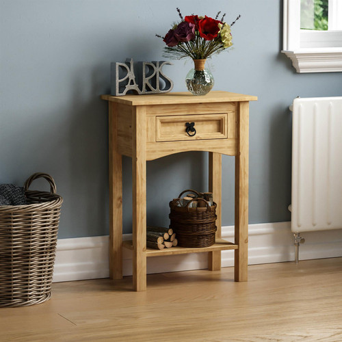 Corona Console Table 1 Drawer Shelf Hallway Solid Pine Storage Furniture Unit - Picture 1 of 7