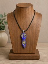 Boho Clay Dark Moon Purple Goddess Pendant - Wicca Pagan Spiritual Handmade