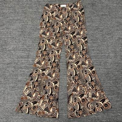 #ad #ad Anthropologie Pants Women 4 Brown Drapey High Waist Flare Bell Bottom Geometric $22.31