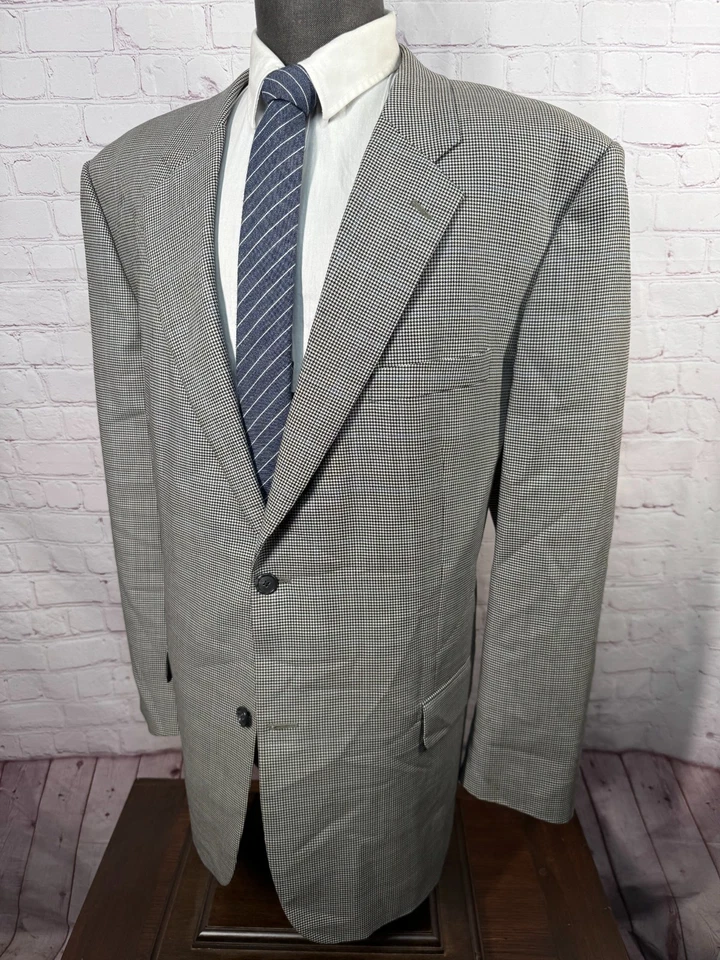 Chaqueta Blazer Abrigo Deportivo Grande y Alto TASSO ELBA Para Hombres Gris CUADROS PASTORES 48L Foto 2 de 4