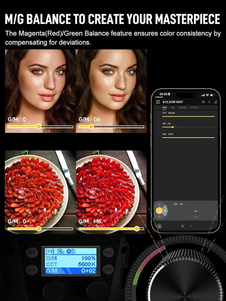 Luz de video COLBOR CL220R RGB 220W iluminación continua 2700-6500K CRI97+ Foto 4 de 4