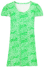 Women's Dress - Printed Palm Dress - Mini Dress - Small - Cotton - Neon green