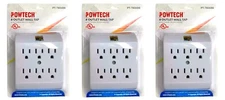 3 Pack 6 Outlet Grounded Electrical 6-Way Wall Plug AC Power Splitter Adapter