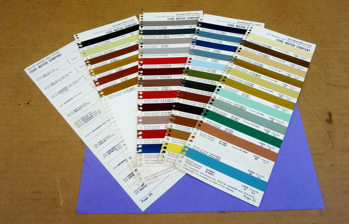 1976 Ford Paint Color Chip Chart Sheet Sample Chips Mustang 1976 Ford Paint Color Chip Chart Sheet Sample Chips Mustang