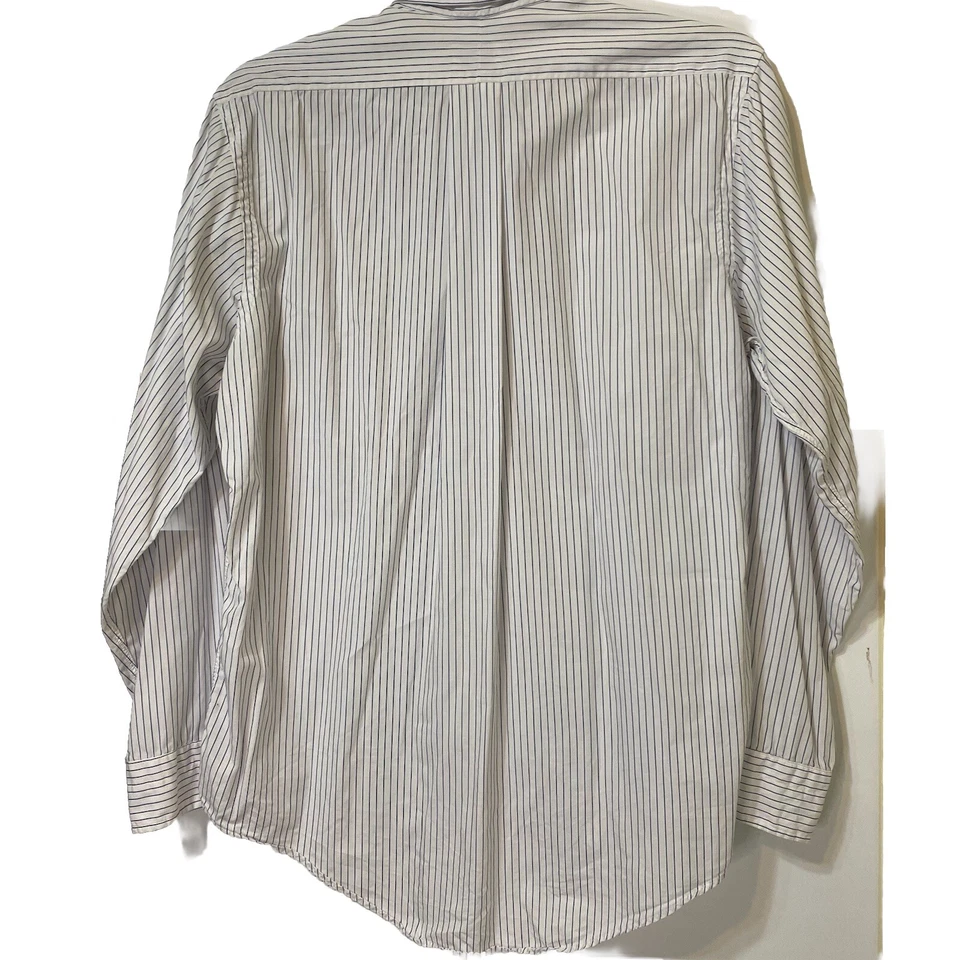 Camisa masculina Eagle Shirtmakers com botões tamanho 16 1/2 35 listras azuis EUA - Imagem 4 de 4