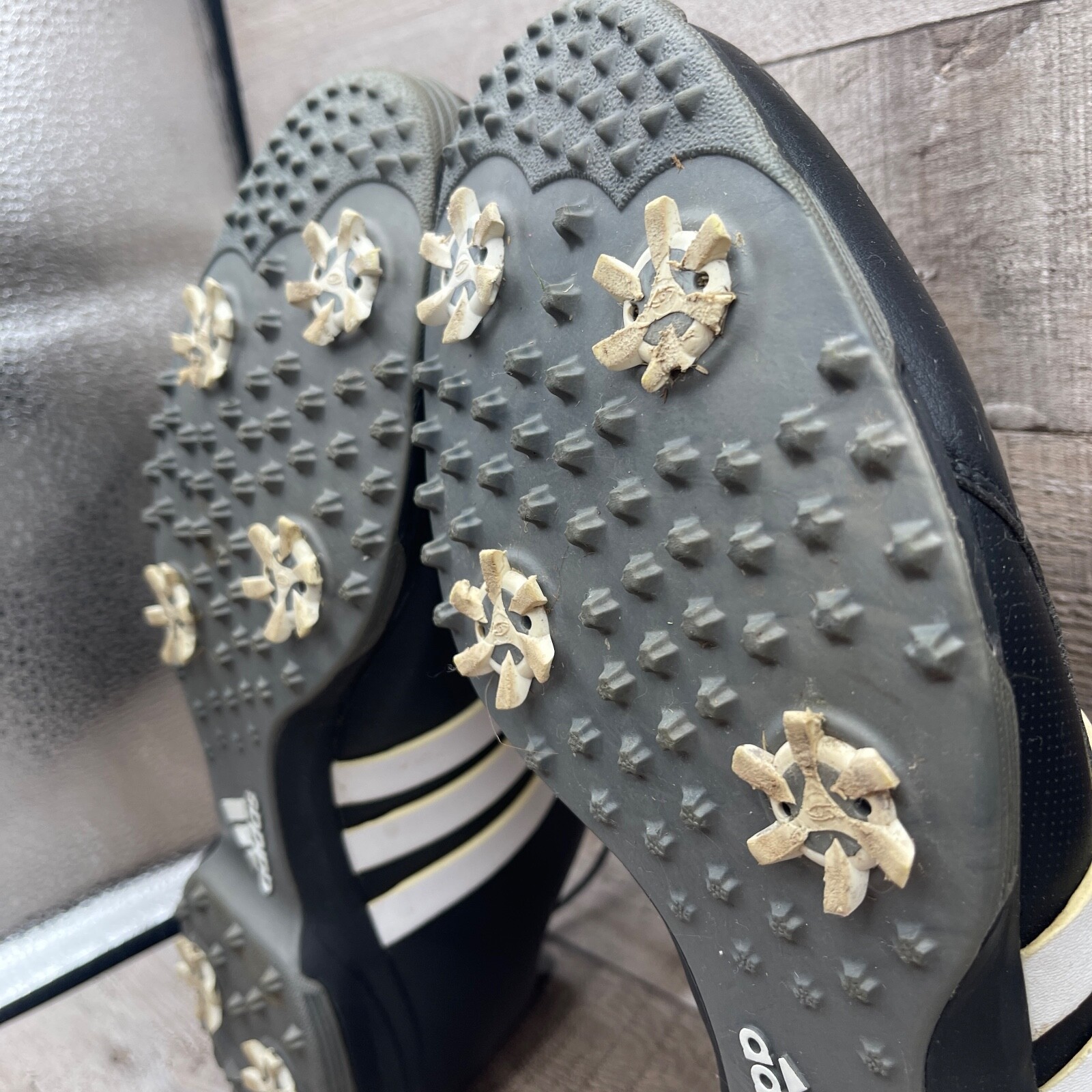 Adidas Golf Spikes Shoes Sneakers Men Size 11 Pure TRX F33238 Black Leather
