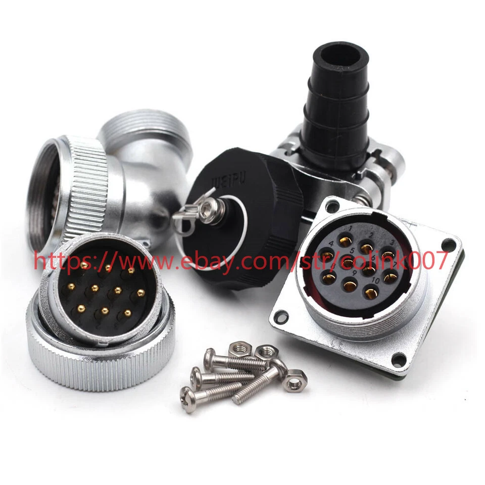 WF28mm 10Pin Waterproof Connector,IP67 Aviation Bulkhead Power Cable Connectors - Image 4 of 4