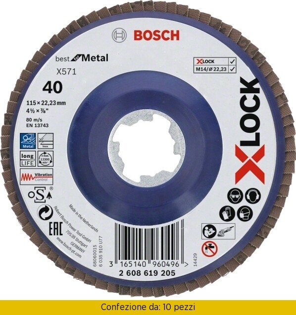 Bosch Professional 2608619205: Disco Lamellare X-Lock G40 115mm