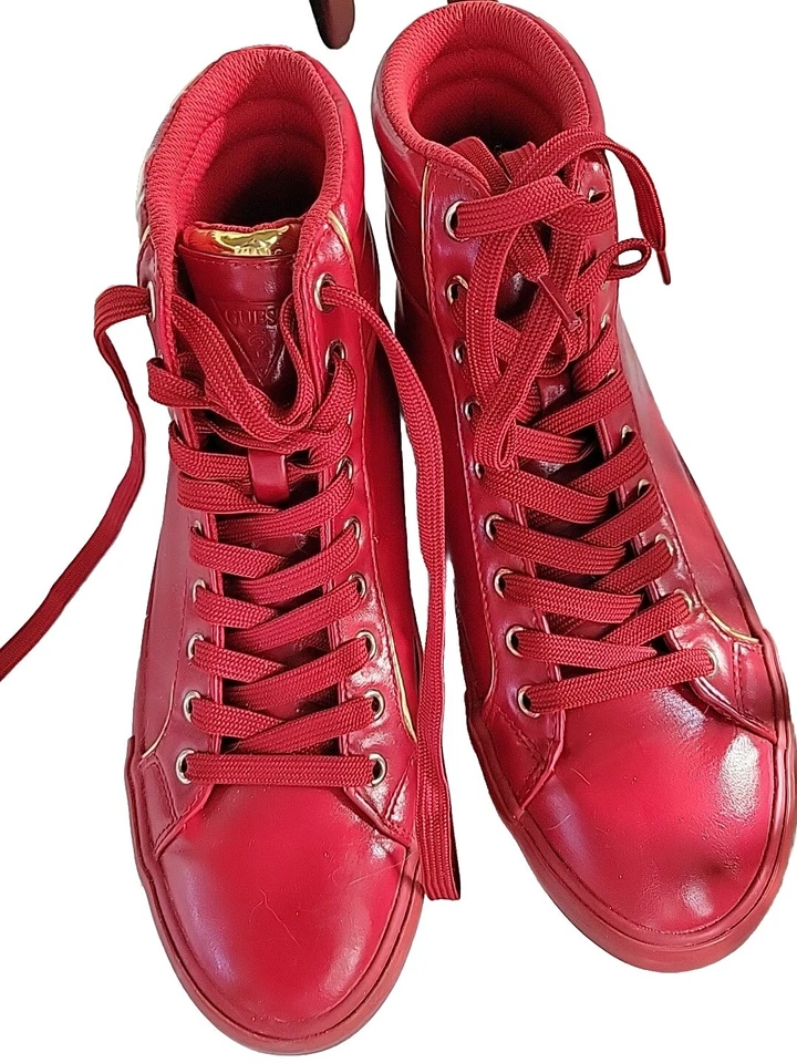 Zapatilla deportiva de caña alta Guess roja dorada talla 10.5 (nueva) auténtica baloncesto baile $BAJA Foto 4 de 4