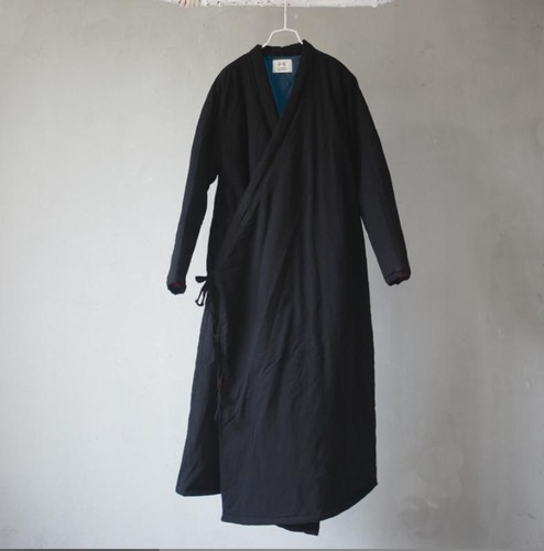 Chinese Vintage Hanfu Frock 100% Linen Women's Long Quilted Jackets Coat Winter - Picture 9 of 10