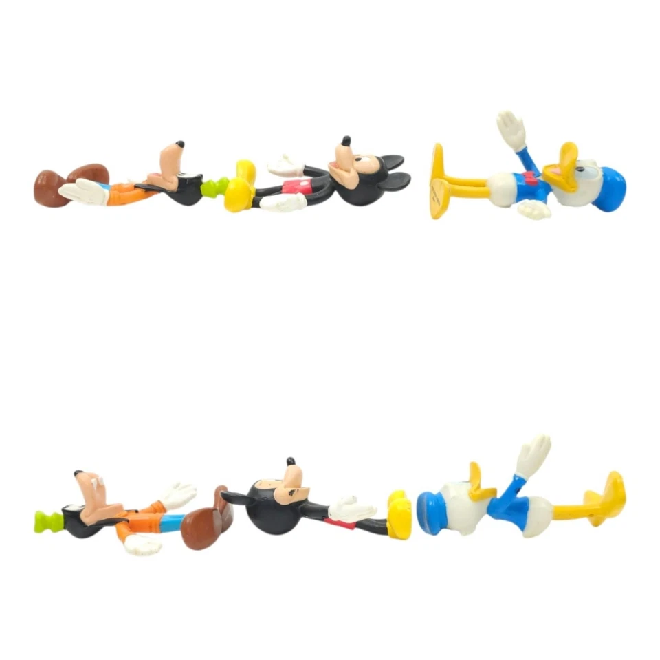 Lote de juguetes de colección años 90 Walt Disney World Kellogg Mickey Mouse Goofy Donald Bendy Foto 3 de 4