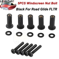 Black Windscreen Well Nut Bolt Screws Kit For Harley Touring Road Glide 98-22 US