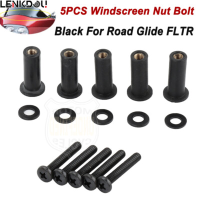 #ad #ad Black Windscreen Well Nut Bolt Screws Kit For Harley Touring Road Glide 98 22 US $10.34