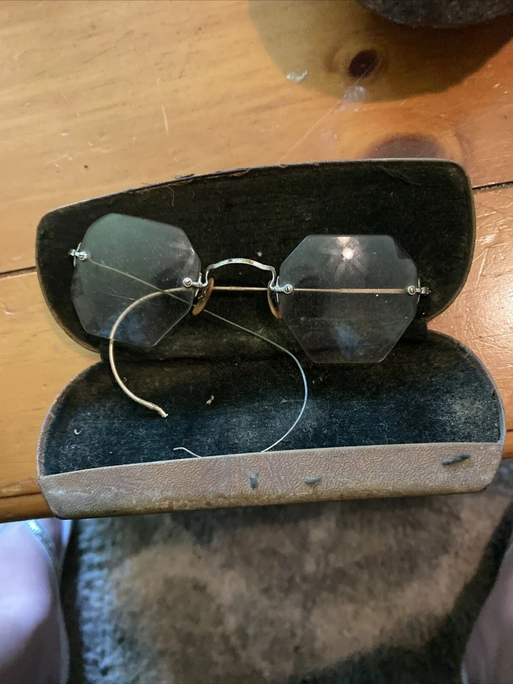 Estuche blanco vintage S/C 1/10 12k GF anteojos sin montura Foto 2 de 2