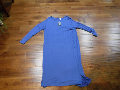 XL NEW WITH TAGS, XL KNIT RAYON/SPANDEX BLUE DRESS, PULL OVER, 3/4 SLEEVES