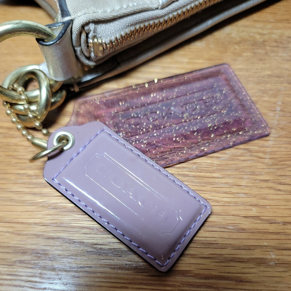 Coach Shoulder Bag H0973-13833 Tan And Gold With Purple Key