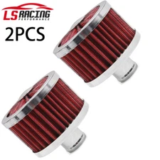 2X Red Extra Flow 1" to 1-1/4" Push In Valve Cover Baffled Breather Vent Filter