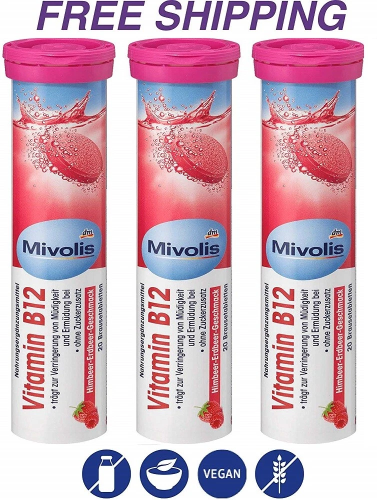 3 pack Mivolis VITAMIN B12 :: 20 effervescent Tablets