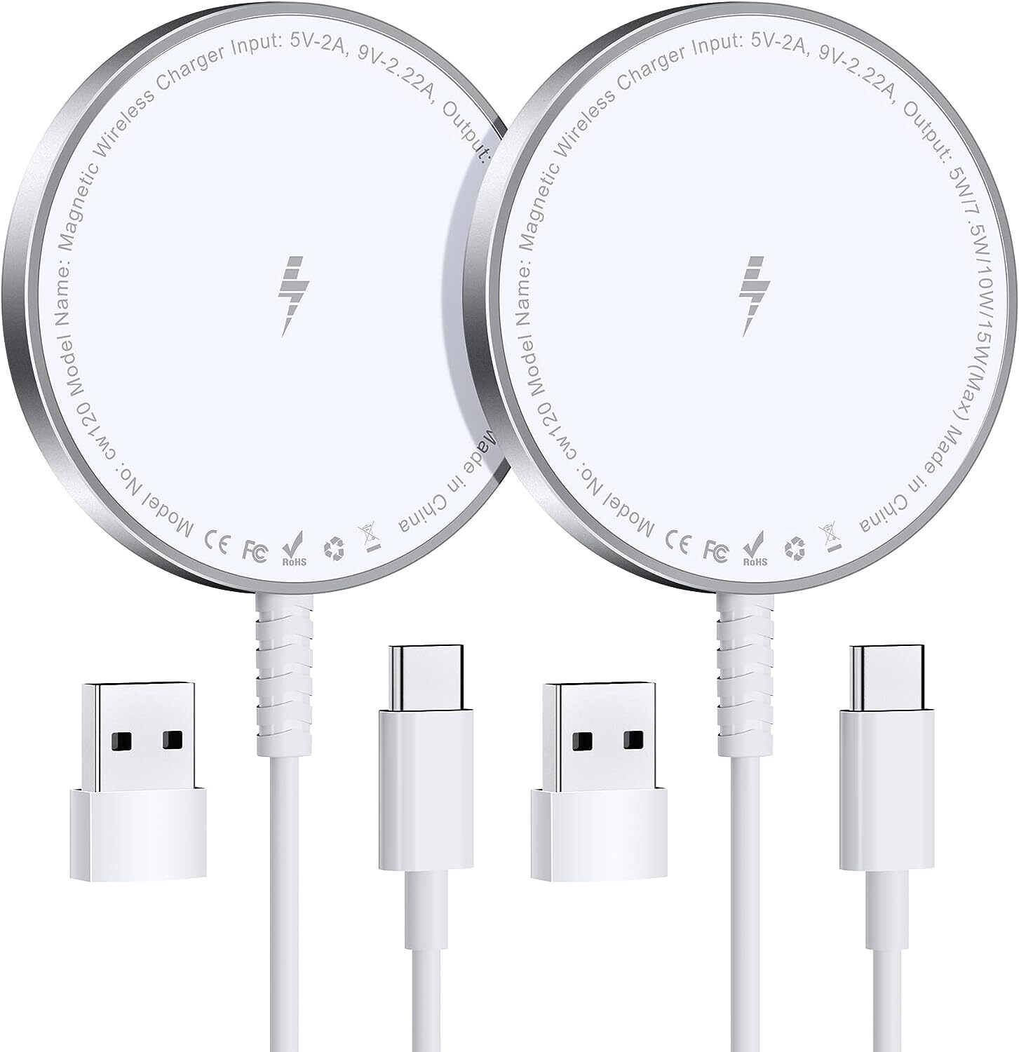 2x Magnetic MagSafe Wireless Charger for Phone 14 13 12 11 Airpods 2 & 3 (CW120)