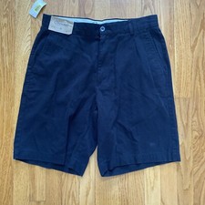 NWT Roundtree  Yorke Relaxed Fit Flat Front Shorts 32 Black