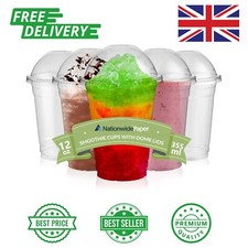 Disposable Plastic Smoothie Milkshake Cups 10/12/16/20oz Reusable with Dome Lids
